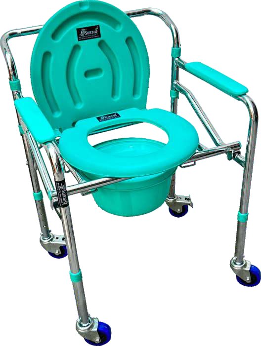 Commode Chair Height Adjustable With Wheel Economy